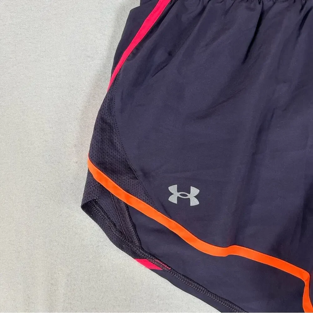 Under Armour Womens Loose Training Shorts M Purple Lined Drawstring Heat Gear
